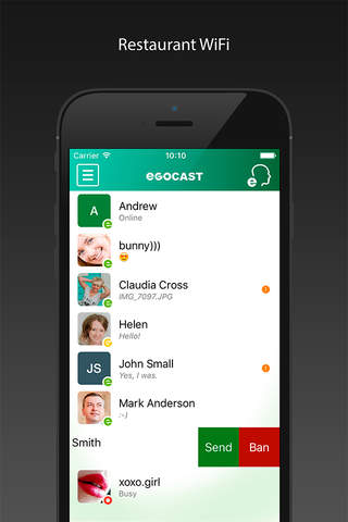 Egocast. WiFi social group screenshot 2