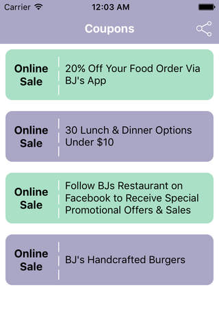 Coupons for BJ's Restaurant Shopping App screenshot 2