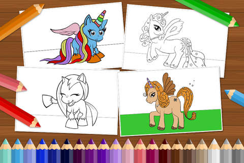 Pony and Unicorn - Coloring Book for Little Boys, Little Girls and Kids screenshot 2