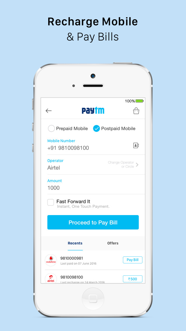 Screenshots of Recharge, Bill Payment & Wallet for iPhone