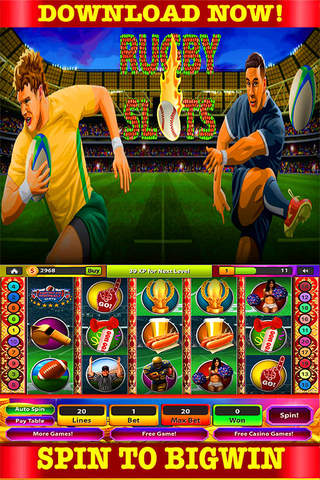 Rugby Slots:Free Game Casino 777 HD screenshot 2
