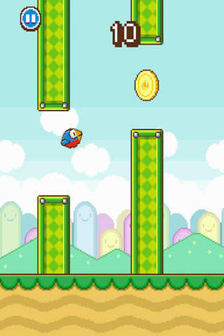 Tiny Blue Bird Flappy Wings:Jump-y Close Green Pipes screenshot 2