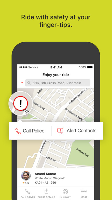 Screenshots of Ola cabs for iPhone