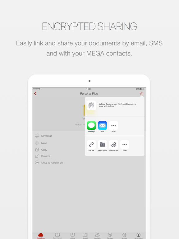Screenshots of Mega for iPad