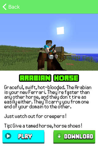 HORSES MOD for Minecraft Game - Pocket Guide PC Edition (with racing) screenshot 3