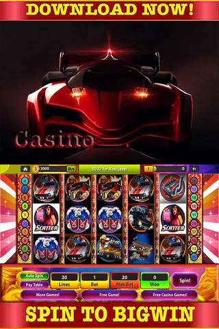 Casino & Las Vegas: Slots Hot Rugby Spin car racing Free game screenshot 2