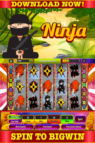 Classic 999 Casino Slots Of Ninja: Free Game HD ! screenshot 3