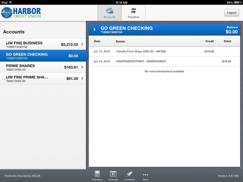 Harbor Credit Union Mobile Tablet screenshot 3