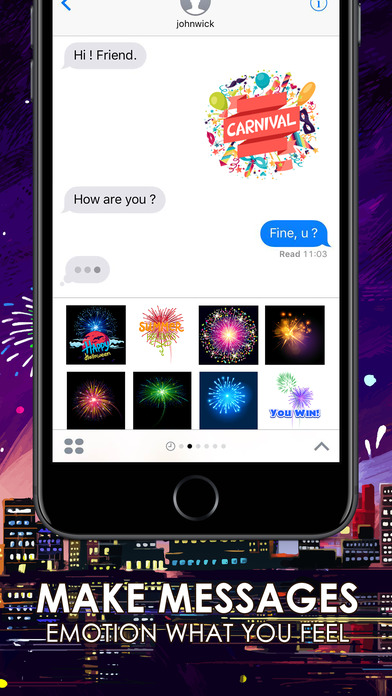 Fireworks Emoji Stickers Keyboard Themes ChatStick screenshot 2