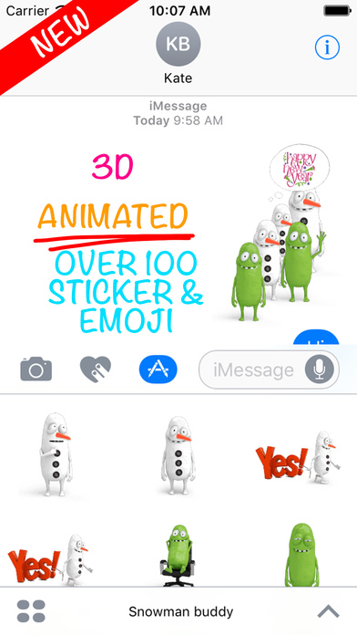 SnowMan Stickers emoji 3d animated Smileys Buddy screenshot 2
