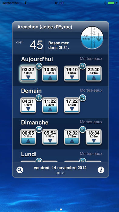iMarées 2016 - Annuaire des marées en France Screenshot 1