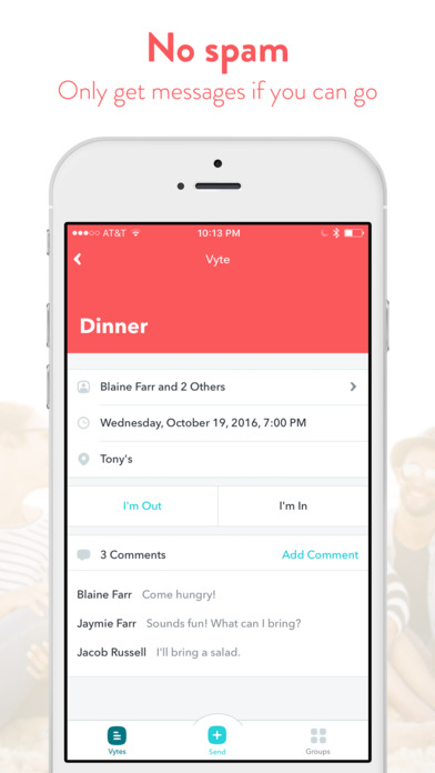 WeVyte Group Invites: Plan, Chat & Meetup by Text screenshot 3