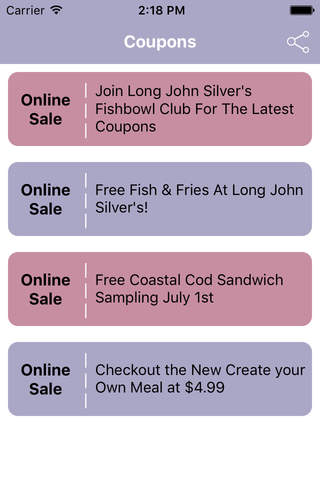 Coupons for Long John Silvers Free App screenshot 2