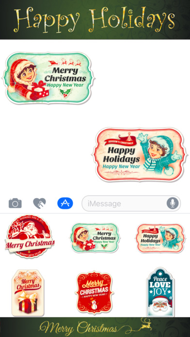 Merry Christmas & Happy New Year Vintage Stickers screenshot 2