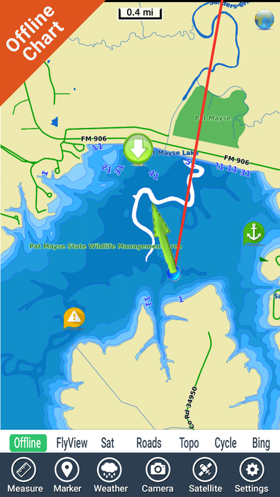 Lake Pat Mayse Texas HD GPS fishing chart offline screenshot 3
