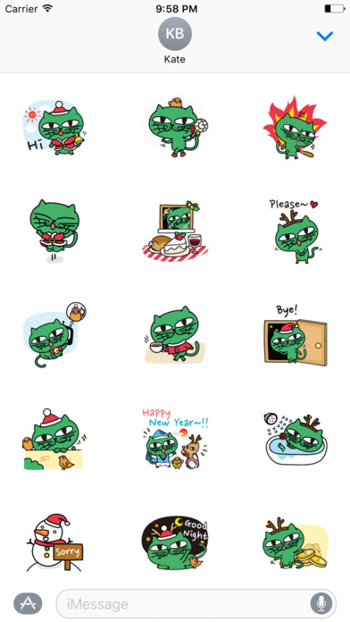 Greeny The Cat - Christmas stickers pack screenshot 4