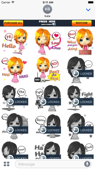 CrazyBell1 Eng Stickers for iMessage screenshot 3