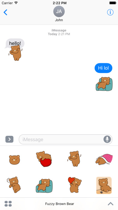 Fuzzy Brown Bear - Cute Animal Sticker Emojis screenshot 3