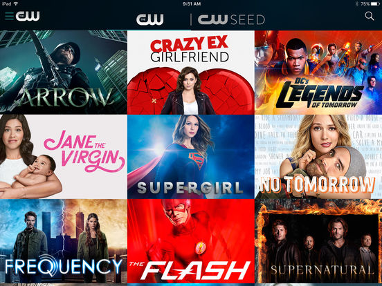 Screenshots of The CW for iPad