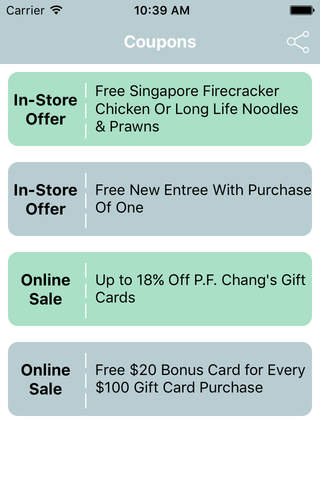 Coupons for P.F. Chang's Free App screenshot 2