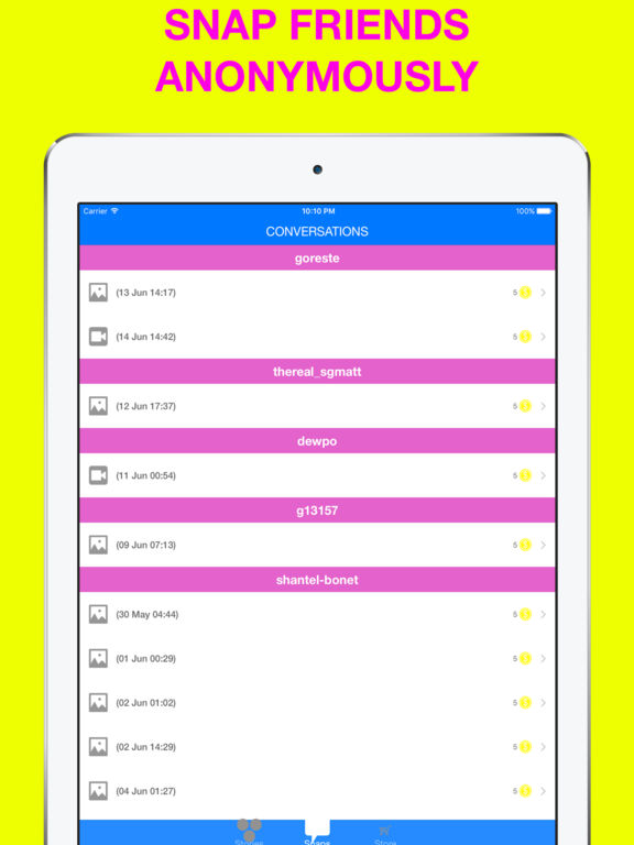 Screenshots of Stories Upload Anonymous and Score for Snapchat for iPad