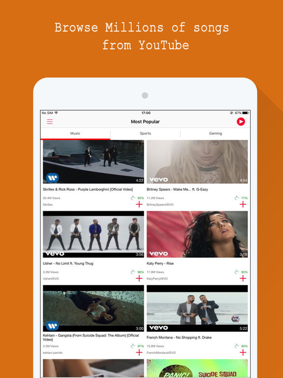 Screenshots of Free Music - for Youtube music video.s stream.ing player for iPad
