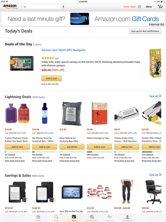 Screenshots of Amazon App for iPad