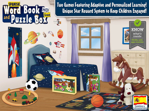 Spanish First Words Book and Kids Puzzles Box Free: Kids Favorite Learning Games in an Interactive P