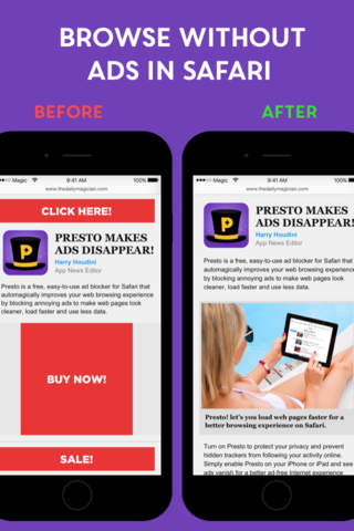 Presto - Safari ad block. Stop ads, protect your iPhone, load pages fast & save data screenshot 2