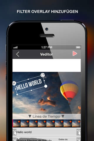 Veditor -Video bearbeiten hinzufügen Sie Filter, Text, Musik, SoundEffekte & Bilder screenshot 3