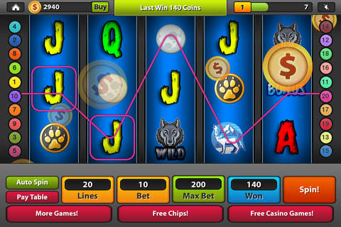 Wild Wolf Slot Machines - Lucky Moon Run Journey Casino screenshot 2