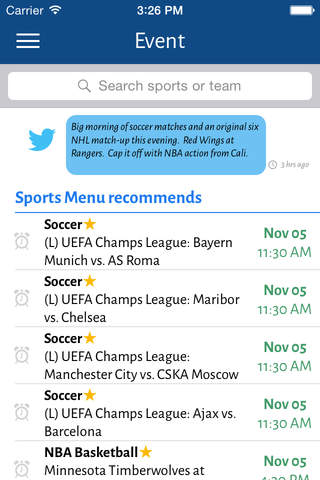 Sports Menu screenshot 3