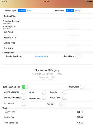 eBay Fee Calculator (U.S) for iPad screenshot 2