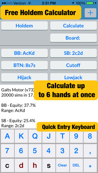 Galts Motor: Poker Calculator for Holdem Omaha Deuce to Seven Badugi Ace to Five Games