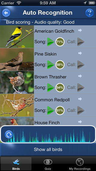 Bird Song Id USA Automatic Recognition and Reference - Songs and Calls of America