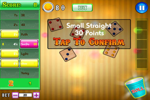 888 Jackpot Classic Dice Games Casino with Win Big Money Yatzy (Yahtzee) Free screenshot 2