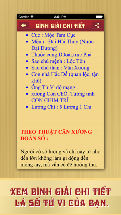 Screenshots of Lá Số Tử Vi for iPhone