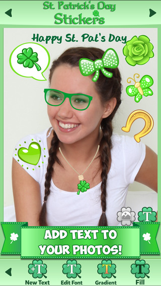 【免費攝影App】Green Photo Stickers for St. Patrick's Day with fun Beer Sticker Lucky Shamrock and Gold Horseshoes-APP點子