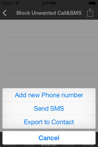 Unwanted Blocked Calls & SMS - Group Contacts - Backup screenshot 2