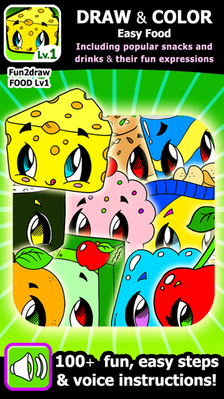 How to Draw - Kawaii Cute Drawing Cartoons - Food Desserts Snacks - Fun Apps for Kids - Fun2draw™ Fo