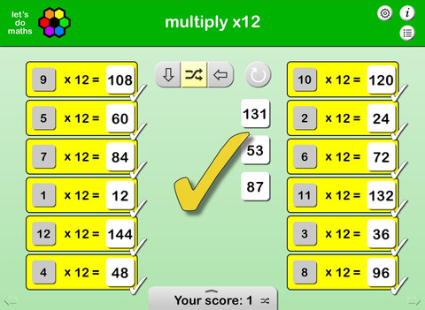 Multiplication facts x2 to x12 screenshot 3