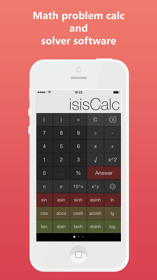 isisCalc calculator with the progress of solving mathematical expressions