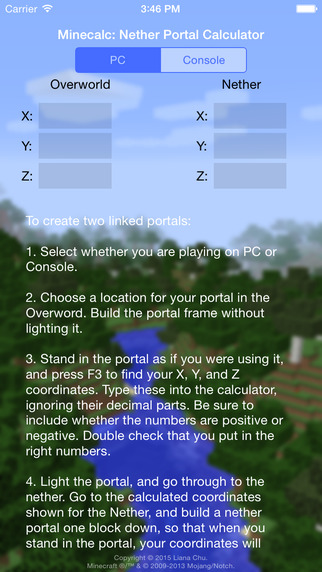 Minecalc: Nether Portal Calculator for Minecraft