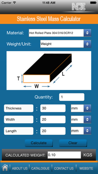 【免費生產應用App】NDE’s MASS CALCULATOR-APP點子