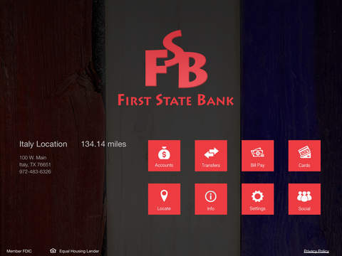 First State Bank Rice Mobile Banking for iPad