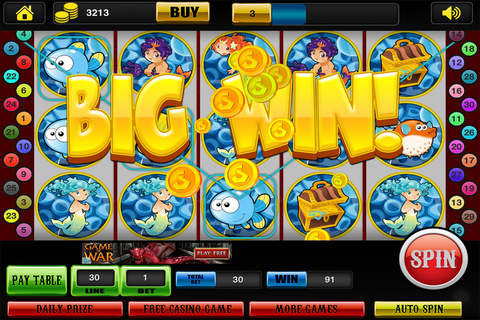 Slots World of Mermaid and Fish Casino Craze in Wonderland Free screenshot 2