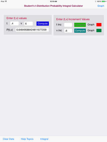 【免費教育App】Student's t-Distribution Probability Integral Calculator-APP點子