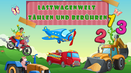 German learning counting playtime- Trucks World for toddlers and preschool kids FREE