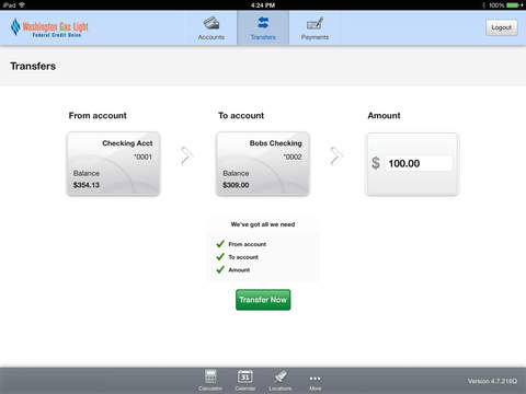 Washington Gas Light FCU for iPad screenshot 4