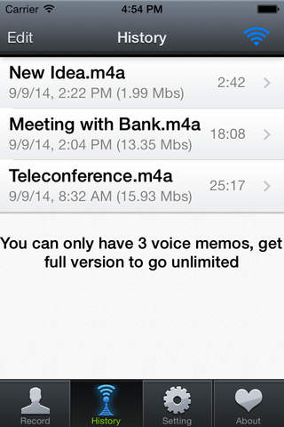 Voice Memo Wifi Sharing screenshot 2